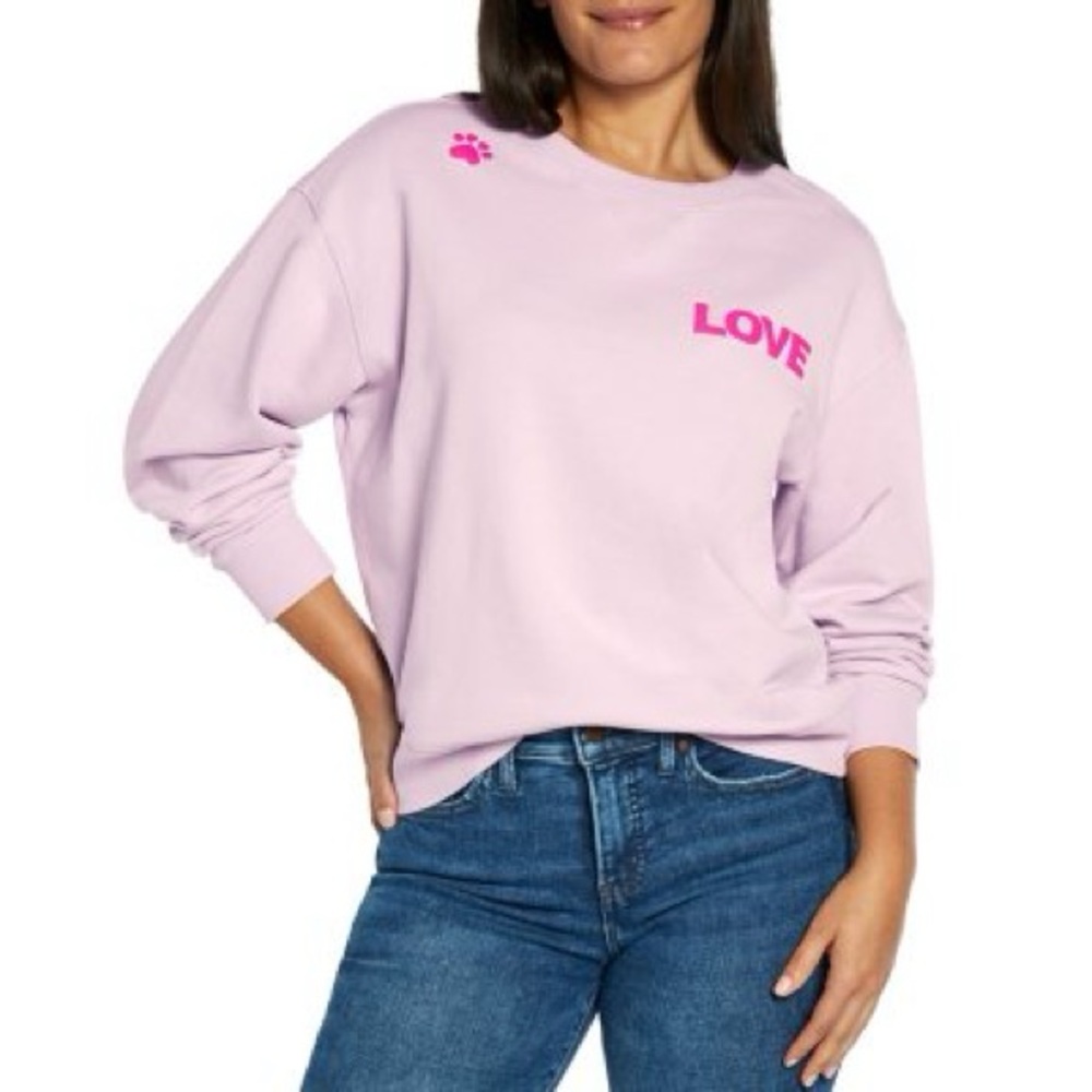 NWT Wildfox Dogs Love Me Top Sweatshirt Medium Orchid Petal $108